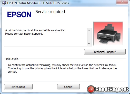 The Printer’s Ink Pad is at the end of its service life. Please contact Epson Support